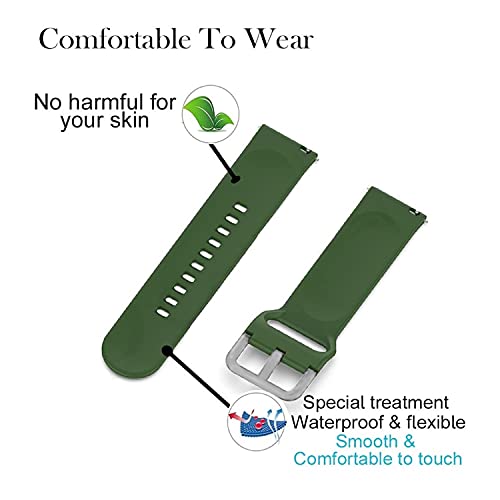 HUMBLE Silicone 19mm Replacement Band Strap with Metal Buckle Compatible with Noise Colorfit Pro 2, Storm Smart Watch & Watches with 19mm Lugs (Green) - Image 2