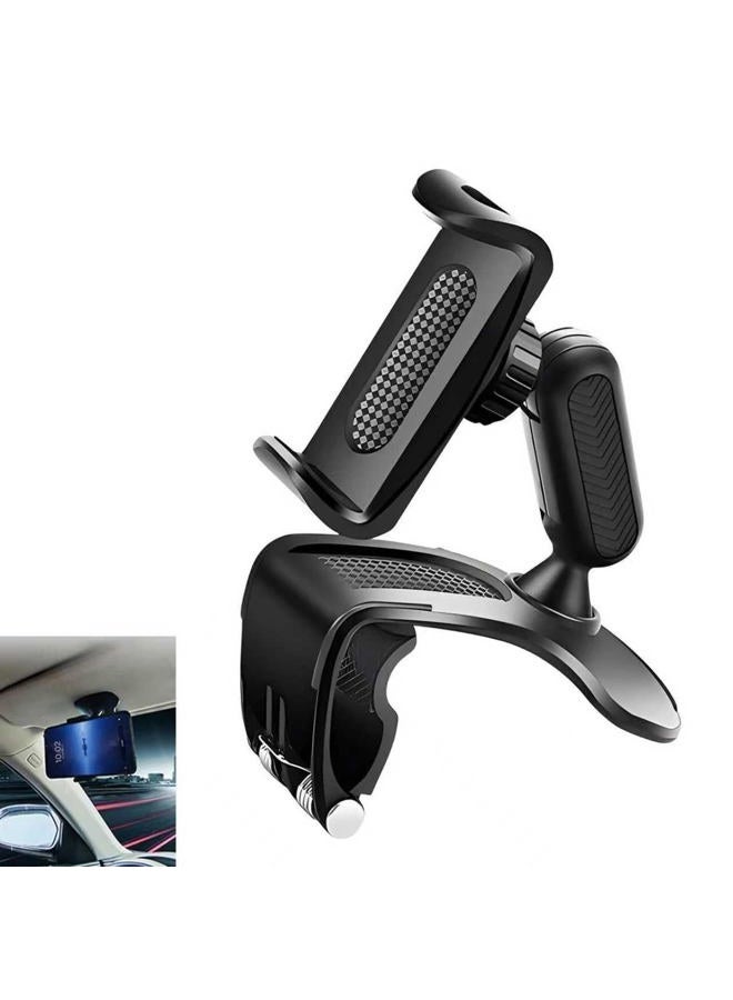 Zosgrew Car Dashboard Phone Holder, 360 Degree Rotation Dashboard Cellphone Mount, Multifunctional Sun Visor Rearview Mirror Navigation Mount, Universal for Most Smartphones (Black) - Image 1