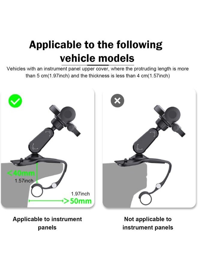 Zosgrew Car Dashboard Phone Holder, 360 Degree Rotation Dashboard Cellphone Mount, Multifunctional Sun Visor Rearview Mirror Navigation Mount, Universal for Most Smartphones (Black) - Image 5