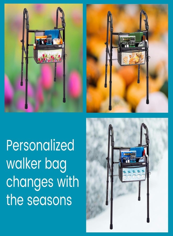 High Road Walker Bag with Clear Front Storage and Photo Pocket - Walker Basket for Folding Walker with Insulating Neoprene Cup Holder, 4 Storage Pockets and 5 Decorative Picture Inserts - Image 2