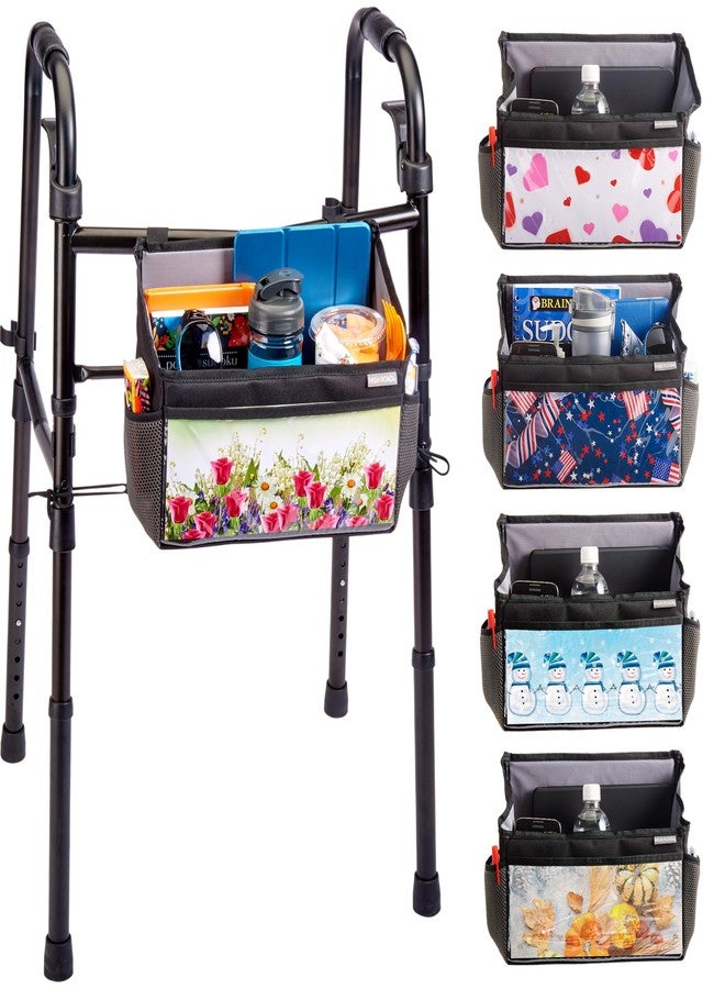 High Road Walker Bag with Clear Front Storage and Photo Pocket - Walker Basket for Folding Walker with Insulating Neoprene Cup Holder, 4 Storage Pockets and 5 Decorative Picture Inserts - Image 1