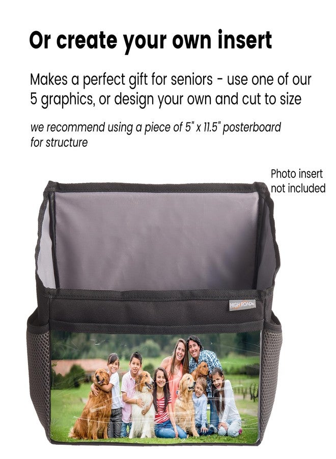High Road Walker Bag with Clear Front Storage and Photo Pocket - Walker Basket for Folding Walker with Insulating Neoprene Cup Holder, 4 Storage Pockets and 5 Decorative Picture Inserts - Image 4