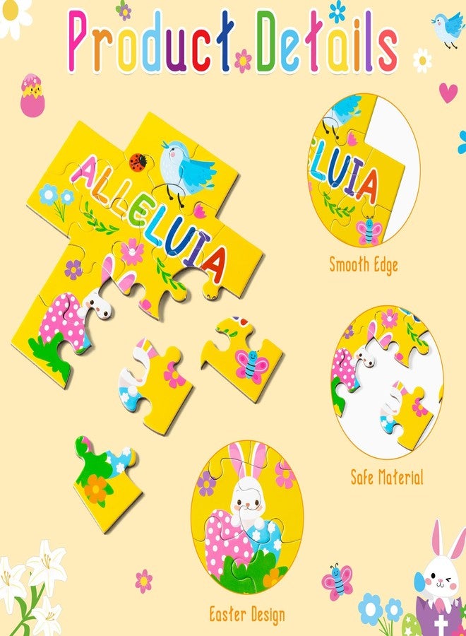 Haooryx Easter Cross Jigsaw Puzzles - 12 Pcs Cartoon Religious Jesus He Is Risen He Lives Easter Hello Spring Jigsaw Challenging Puzzle Family Home Decor Game Nights Party Gift Toy Interlock Perfectly - Image 3