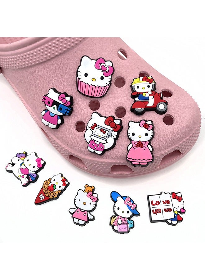 10pcs HelloKitty Style Shoes Decoration Charms,DIY Shoe Charm Set - PVC Decorations For Sandals & Boots By Ume - Image 1