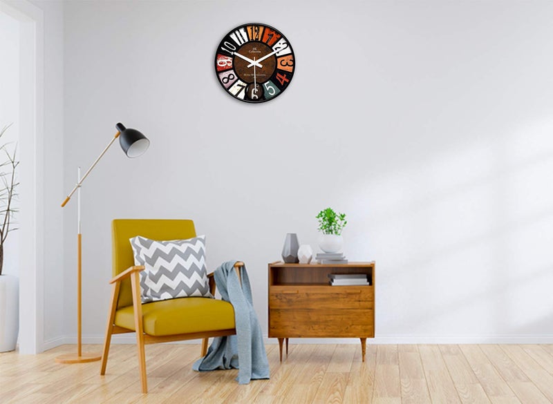 IIK COLLECTION 12-inch Plastic Designer Analogue Sweep Silent (No Tic-Tic Sound) Quartz Movement Round Wall Clock for Home, Wall Clock for Living Room, Bedroom, (30 cm x 30 cm x 6 cm) - Image 2