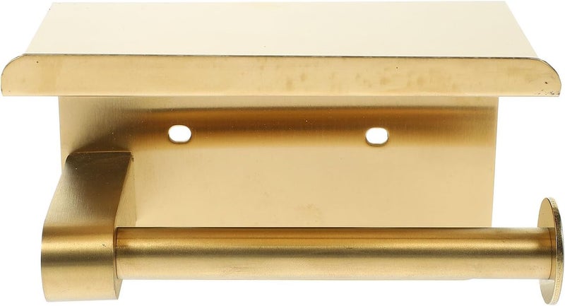 Gold Bathroom Paper Holder with Phone Shelf No-Drill Wall-Mounted Multi-use Toilet Paper Rack for Bathroom Storage - Image 1
