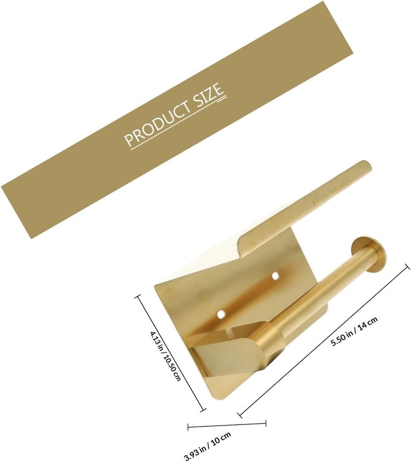 Gold Bathroom Paper Holder with Phone Shelf No-Drill Wall-Mounted Multi-use Toilet Paper Rack for Bathroom Storage - Image 2