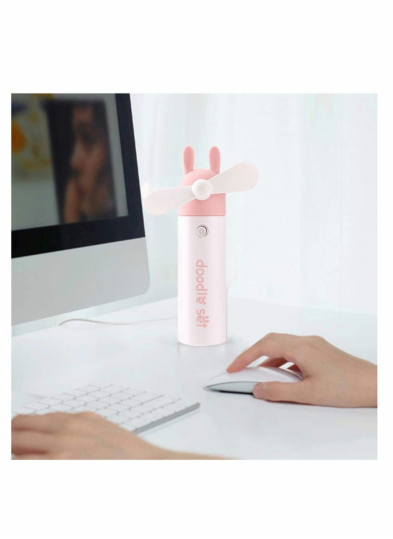 Generic Handheld Fan, Mini Fan,Portable Misting Fan, USB Rechargeable Fan. 1200mAh Battery Operated for 6 Hrs Continuous Work. (Pink)  - Image 5