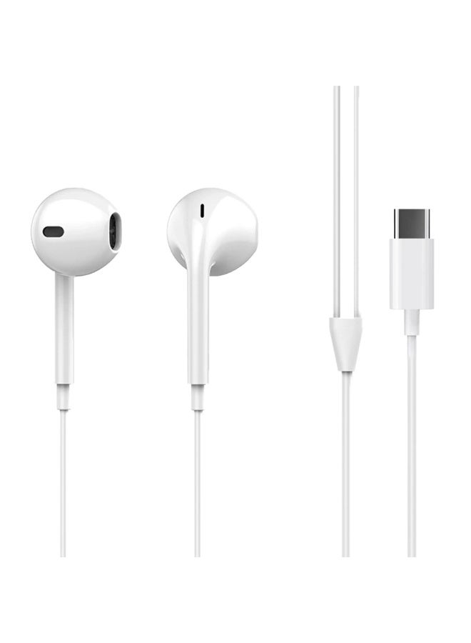 سماعات أذن سلكية داخلية، سماعات رأس USB-C من النوع C للأندرويد، أبيض - Image 1