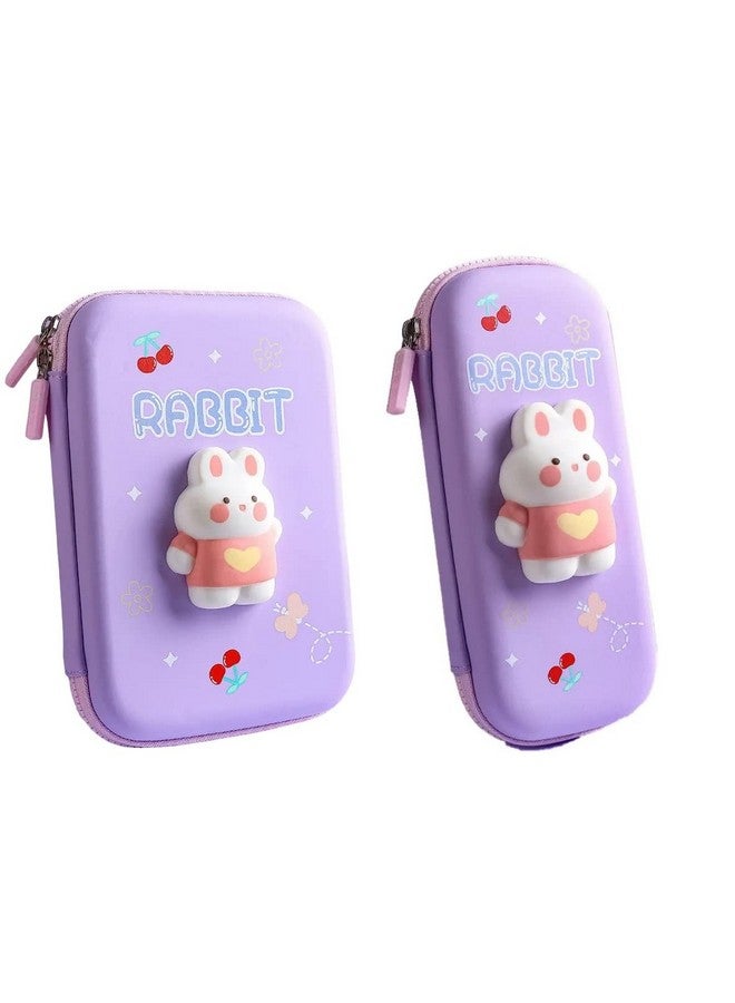 فنبلاست حافظة أقلام FunBlast بتصميم كرتوني - حافظة أقلام EVA ثلاثية الأبعاد، حافظة أقلام متعددة الأغراض بسحاب للأطفال، حقيبة أقلام وأقلام رصاص لأطفال المدارس والفتيات، صندوق تخزين أدوات مكتبية Kawaii (عبوة من قطعتين بتصميم أرنب) - Image 1
