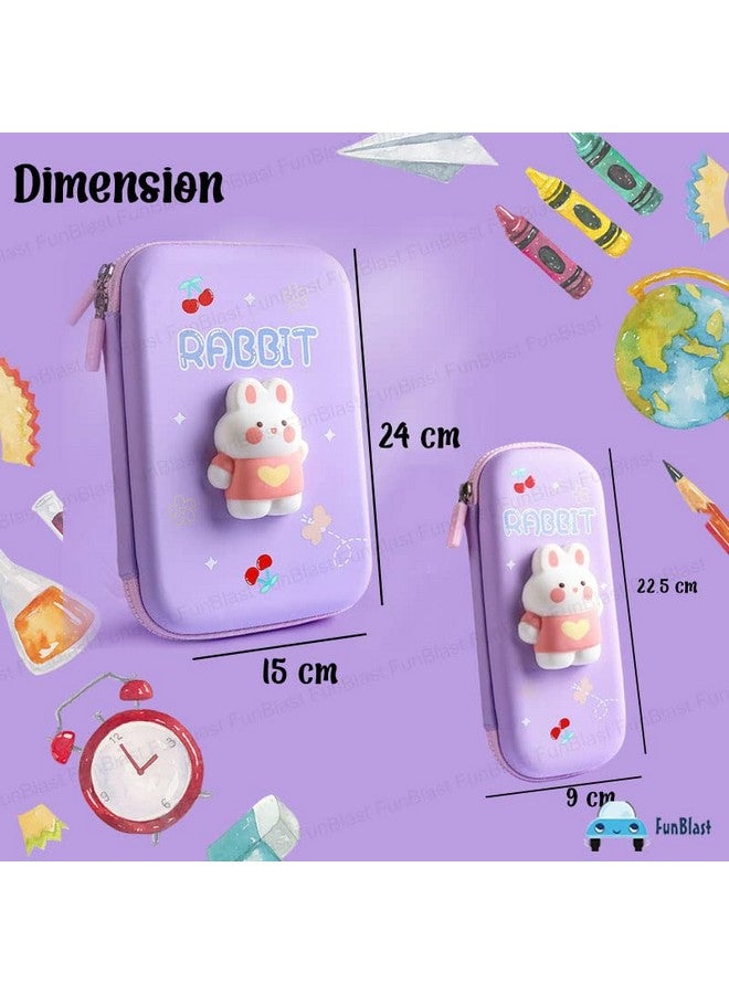 فنبلاست حافظة أقلام FunBlast بتصميم كرتوني - حافظة أقلام EVA ثلاثية الأبعاد، حافظة أقلام متعددة الأغراض بسحاب للأطفال، حقيبة أقلام وأقلام رصاص لأطفال المدارس والفتيات، صندوق تخزين أدوات مكتبية Kawaii (عبوة من قطعتين بتصميم أرنب) - Image 2