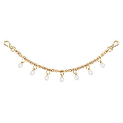Nalefow Purse Extender Chain Pearl Cherry Purse Chian Strap Replacement Short Chain Straps, Metal Flower Heart Purse Strap (White Pearl) - Image 1