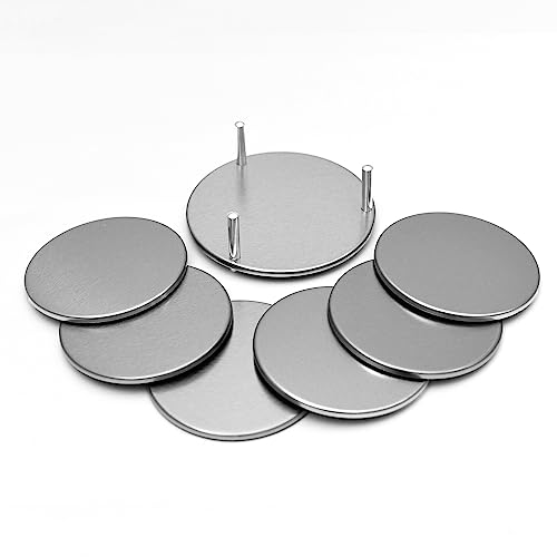 Ferro Hyde Coaster Stylish|Round Shape | Mild Steel | Coaster Set 6 and 1 Coaster Holder Fit for Tea Cups, Coffee Mugs and Glass (Grey) - Image 1