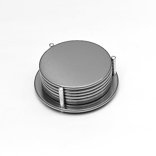 Ferro Hyde Coaster Stylish|Round Shape | Mild Steel | Coaster Set 6 and 1 Coaster Holder Fit for Tea Cups, Coffee Mugs and Glass (Grey) - Image 4