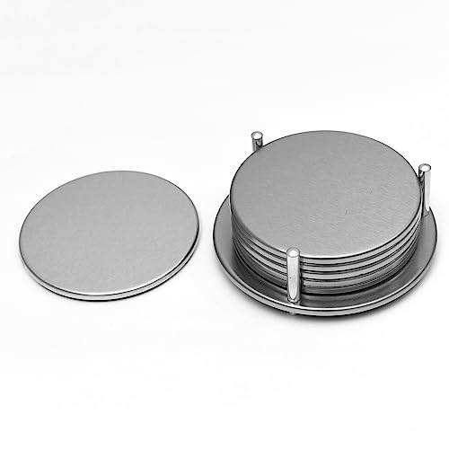 Ferro Hyde Coaster Stylish|Round Shape | Mild Steel | Coaster Set 6 and 1 Coaster Holder Fit for Tea Cups, Coffee Mugs and Glass (Grey) - Image 3