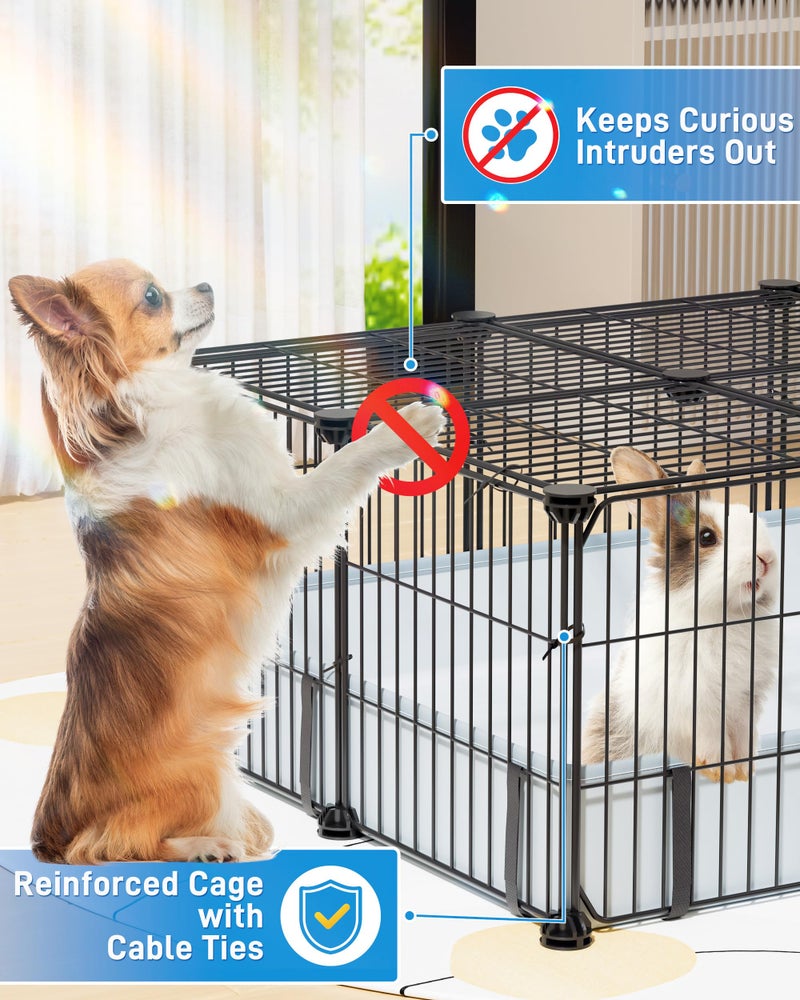 BUCATSTATE Guinea Pig Cages with Floor Mat, 20 Panels Guinea Pigs Playpen with Top Cover, Metal Rabbit Cage Indoor for Hedgehogs, Quail, Chickens (47" L x 24" W x 12" H) - Image 2
