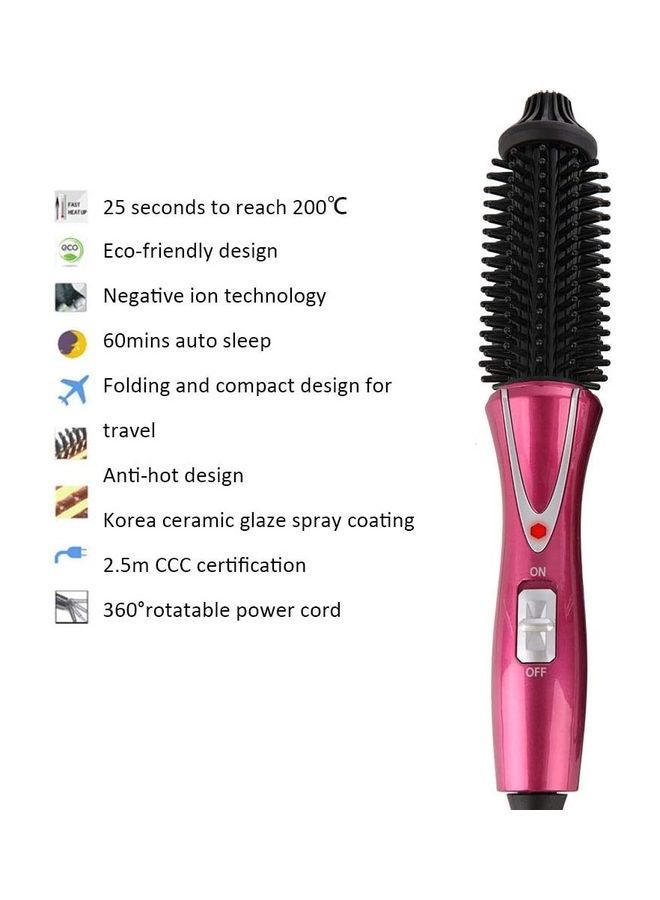 NIBEMINENT Curling Iron Wand Suitable Anti-Scald Instant Heated Styler Brush Pink/Black - Image 4