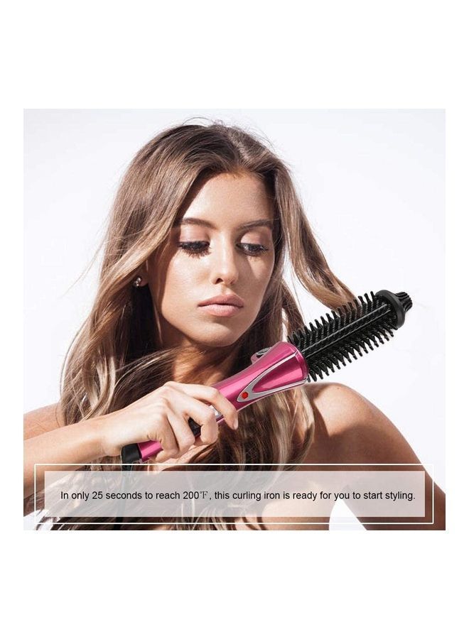 NIBEMINENT Curling Iron Wand Suitable Anti-Scald Instant Heated Styler Brush Pink/Black - Image 2