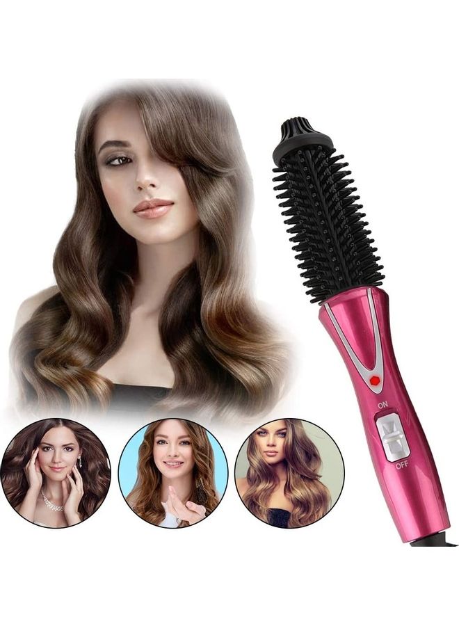 NIBEMINENT Curling Iron Wand Suitable Anti-Scald Instant Heated Styler Brush Pink/Black - Image 1
