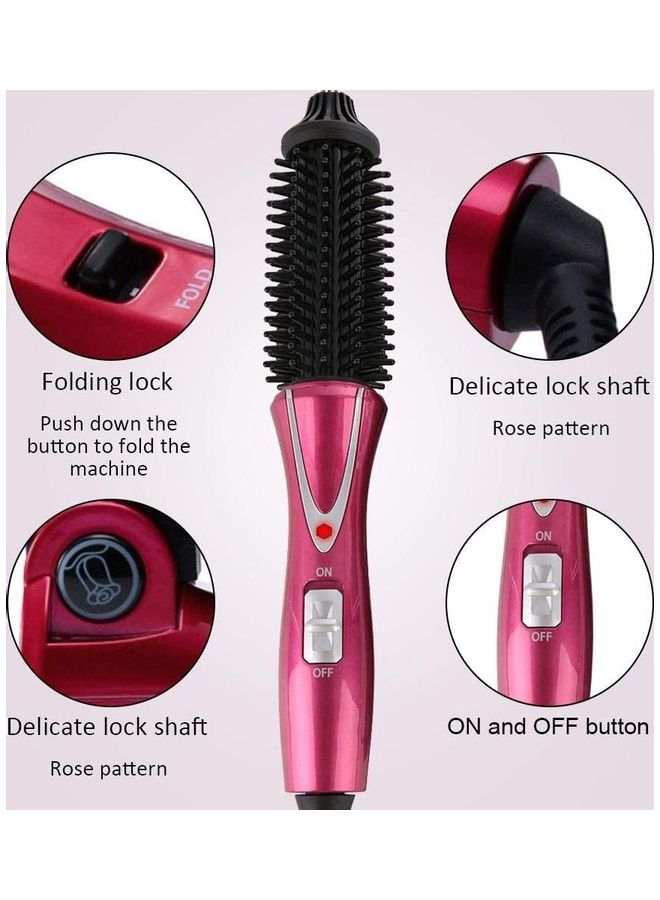 NIBEMINENT Curling Iron Wand Suitable Anti-Scald Instant Heated Styler Brush Pink/Black - Image 3