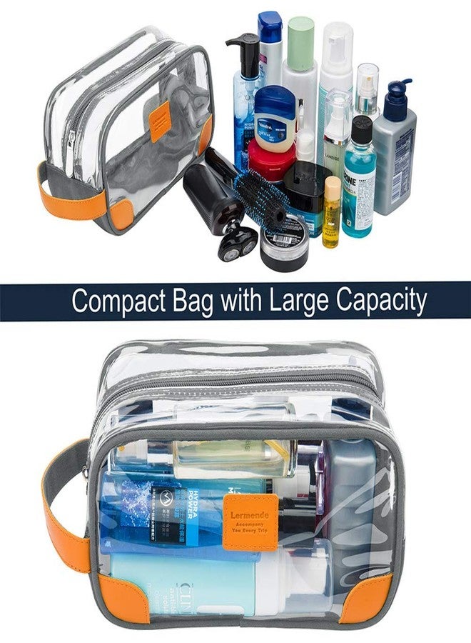 Lermende Toiletry Bag, Clear Shaving Dopp Kit for Men Travel Toiletry Bag Unisex Bathroom Toiletries Organiser Travel Gift for Christmas (Light Grey) - Image 4