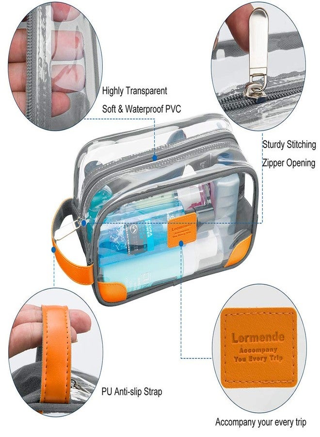 Lermende Toiletry Bag, Clear Shaving Dopp Kit for Men Travel Toiletry Bag Unisex Bathroom Toiletries Organiser Travel Gift for Christmas (Light Grey) - Image 3
