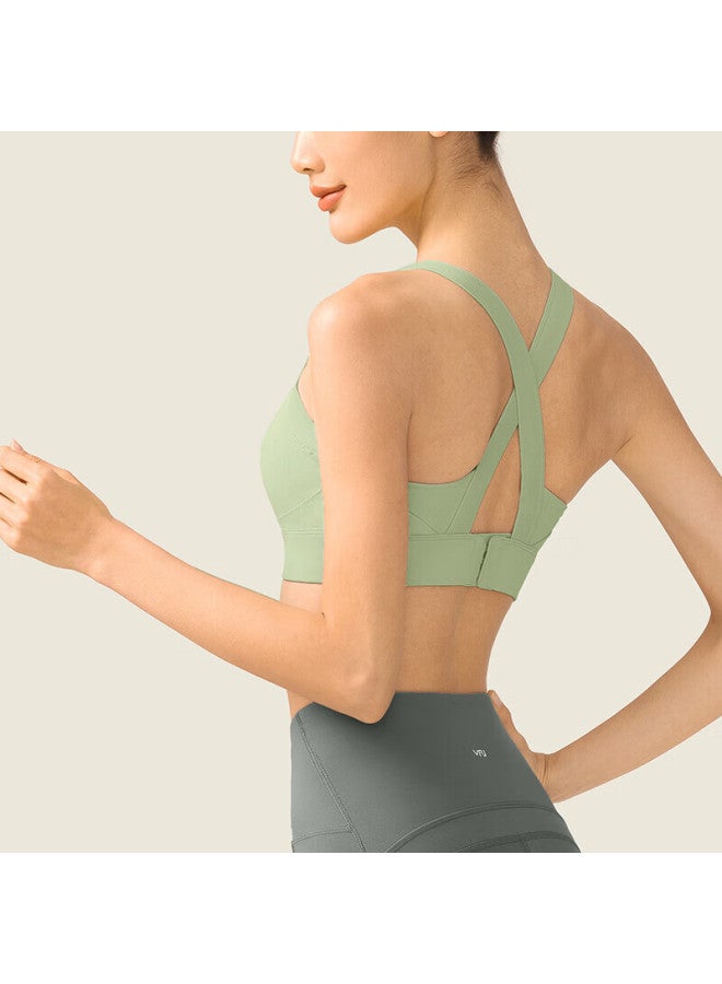 Vfu Women's High-intensity Shockproof Sports Bra For Running, Fitness, And Yoga - Light Green, Size M - Image 2