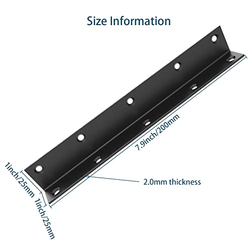 Aufuga L Bracket,Heavy Duty Corner Brace,Stainless Steel Shelf Bracket,Black Large Angle Brackets, Metal Braces for Wood Aufuga (8, 8*1*1inch) - Image 3