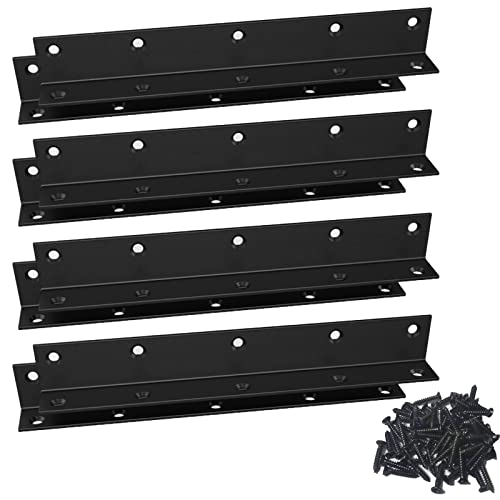 Aufuga L Bracket,Heavy Duty Corner Brace,Stainless Steel Shelf Bracket,Black Large Angle Brackets, Metal Braces for Wood Aufuga (8, 8*1*1inch) - Image 1