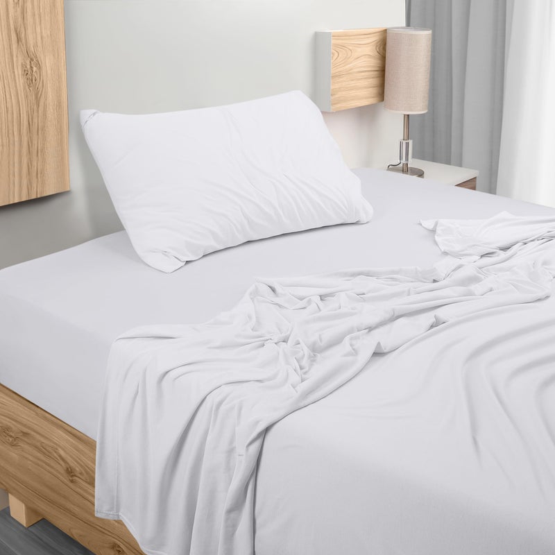 Utopia Bedding Utopia Bedding Twin Sheet Set - Jersey Knit Sheets 3 Piece Twin Jersey Sheet Set - Cotton Jersey Sheets - Soft T-Shirt Stretchy Sheets (Twin  White)  - Image 1