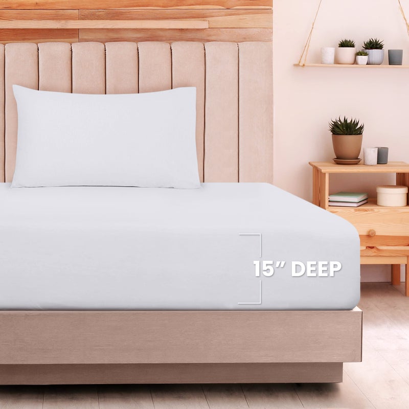Utopia Bedding Utopia Bedding Twin Sheet Set - Jersey Knit Sheets 3 Piece Twin Jersey Sheet Set - Cotton Jersey Sheets - Soft T-Shirt Stretchy Sheets (Twin  White)  - Image 4