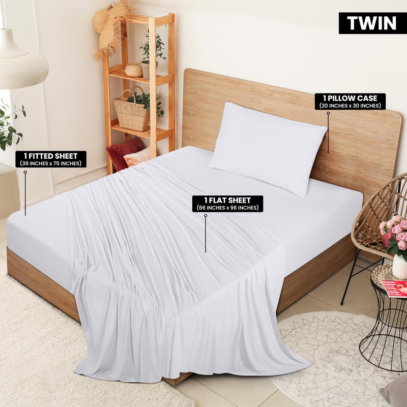 Utopia Bedding Utopia Bedding Twin Sheet Set - Jersey Knit Sheets 3 Piece Twin Jersey Sheet Set - Cotton Jersey Sheets - Soft T-Shirt Stretchy Sheets (Twin  White)  - Image 2