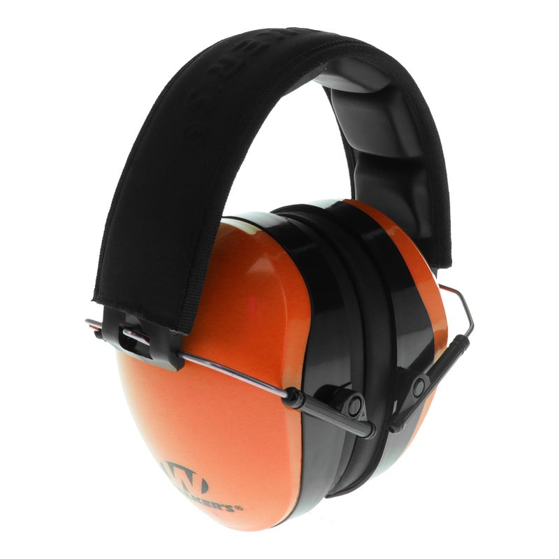 Walker's Dual Colored Passive Muff - Compact Folding Lightweight 26dB NRR Hunting Gun Range Shooting Hearing Protection Muff w/Padded Headband & PVC Earpads, Blaze Orange - Image 1