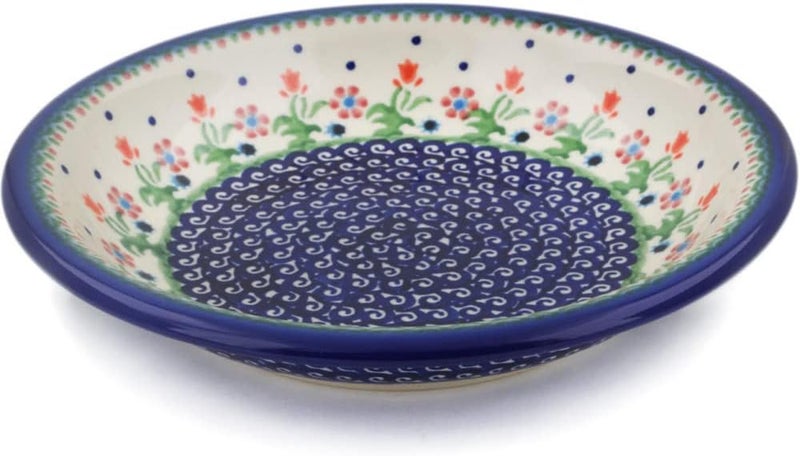 Polmedia Polish Pottery وعاء باستا بولندي أصلي 9 بوصة بتصميم زهور الربيع مصنوع يدويًا في بولسوافياك بولندا بواسطة سيراميكا بونا شهادة الأصالة - Image 2