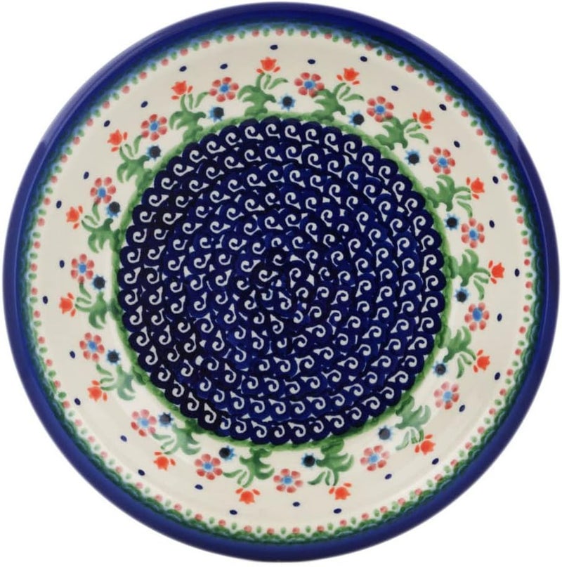 Polmedia Polish Pottery وعاء باستا بولندي أصلي 9 بوصة بتصميم زهور الربيع مصنوع يدويًا في بولسوافياك بولندا بواسطة سيراميكا بونا شهادة الأصالة - Image 1