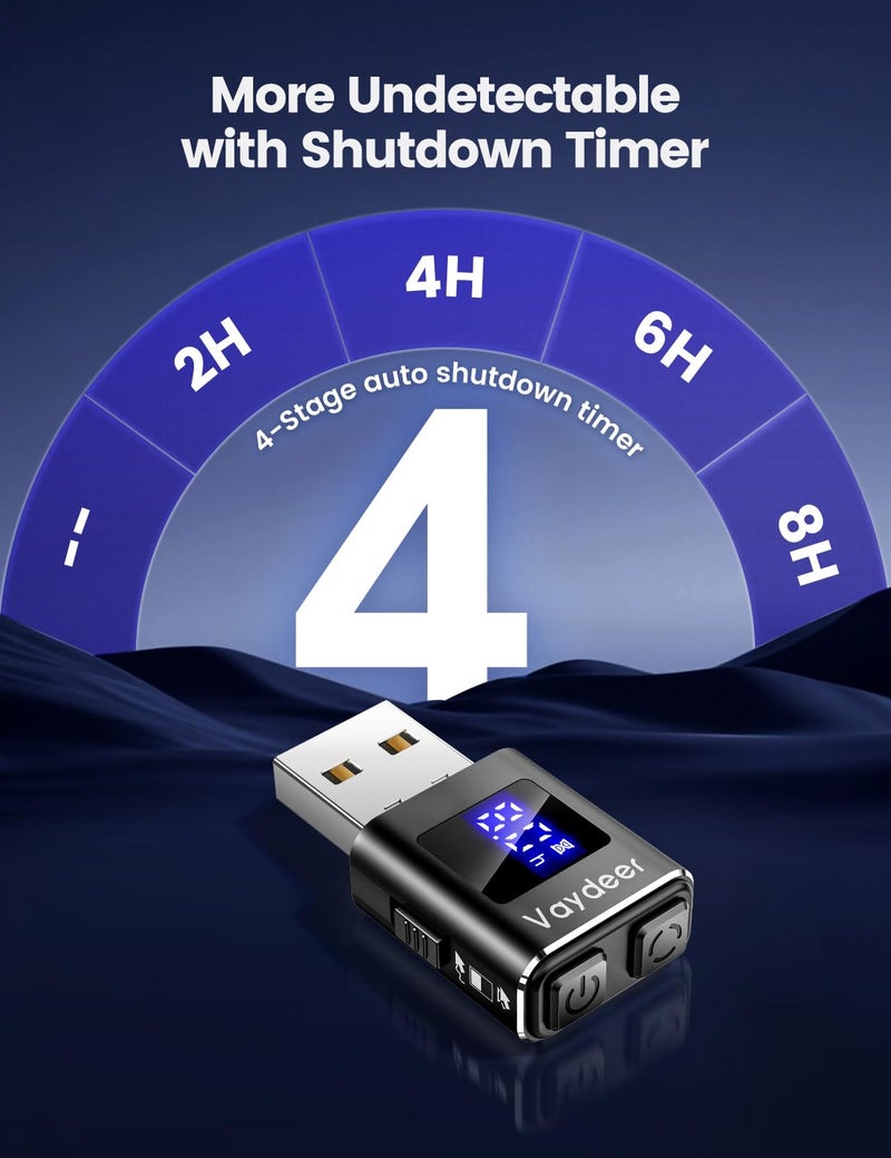 Vaydeer Metal Mini Mouse Jiggler, T5s Mouse Mover with Timer, LED Countdown, Undetectable, 3-Button Control, for Office, Remote Work, Online Meetings,Shaker Wiggler to Boost Your Productivity (Black) - Image 4