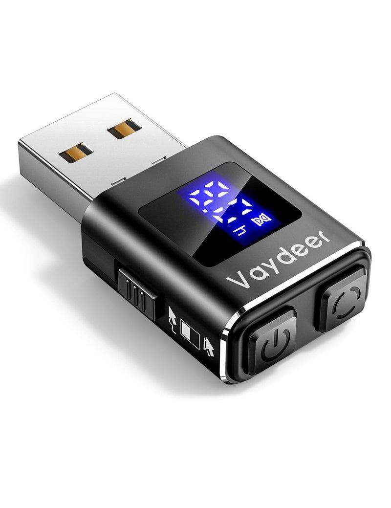 Vaydeer Metal Mini Mouse Jiggler, T5s Mouse Mover with Timer, LED Countdown, Undetectable, 3-Button Control, for Office, Remote Work, Online Meetings,Shaker Wiggler to Boost Your Productivity (Black) - Image 1