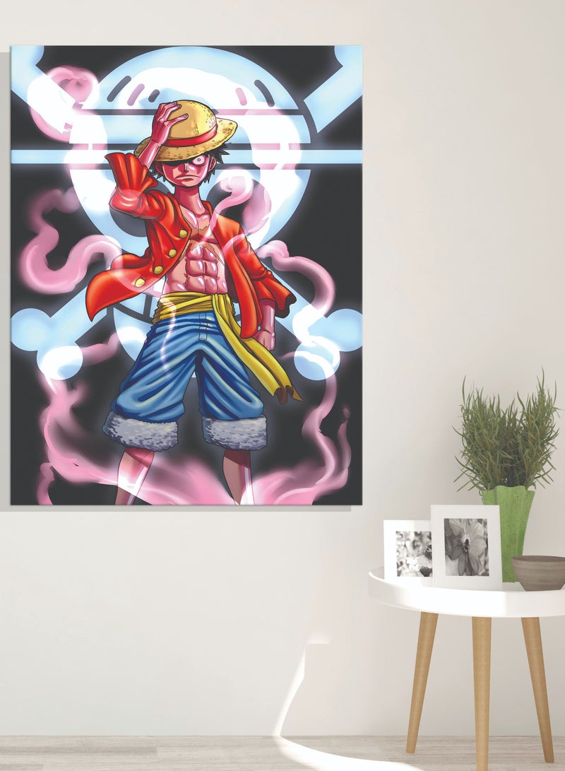 مودكلاس لوحة ون بيس لوفي جدارية إطار خشبي - Image 1