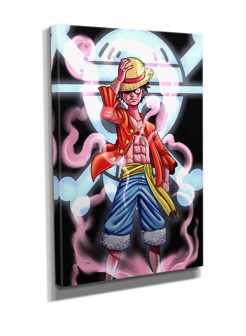 مودكلاس لوحة ون بيس لوفي جدارية إطار خشبي - Image 3