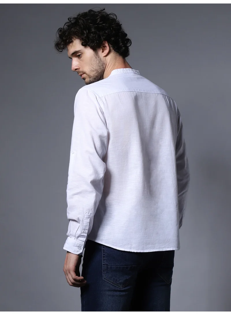 HIGH STAR White Regular Fit Cotton Casual Shirt for Men