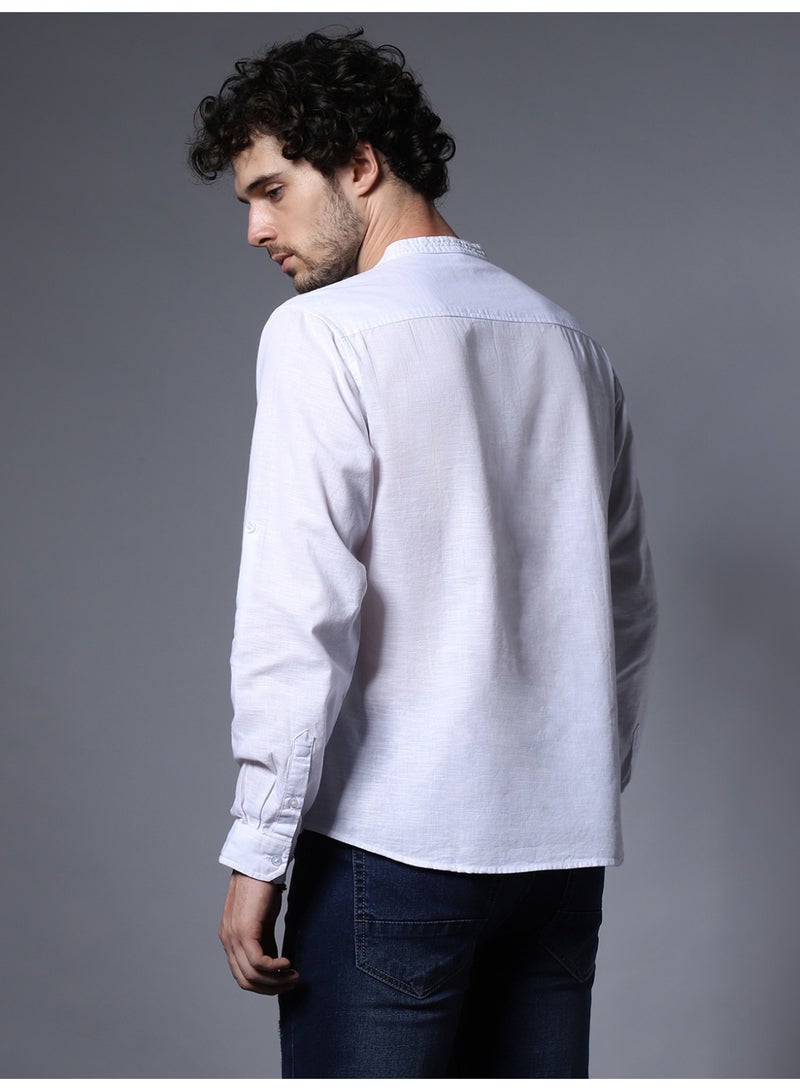 HIGH STAR White Regular Fit Cotton Casual Shirt for Men - Image 5