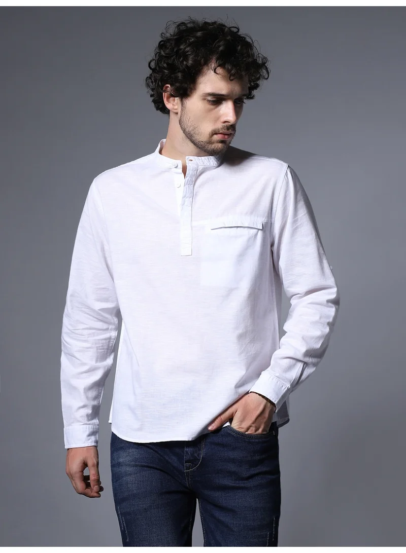 هاي ستار White Regular Fit Cotton Casual Shirt for Men