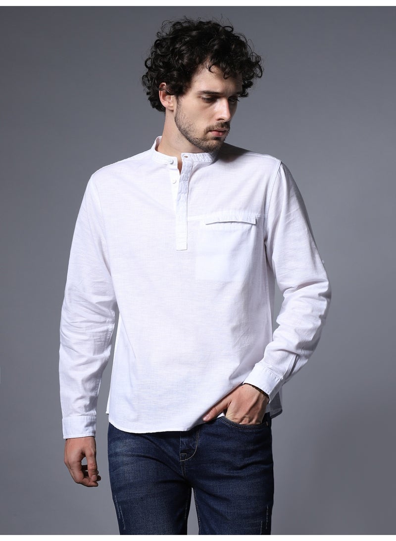 HIGH STAR White Regular Fit Cotton Casual Shirt for Men - Image 2
