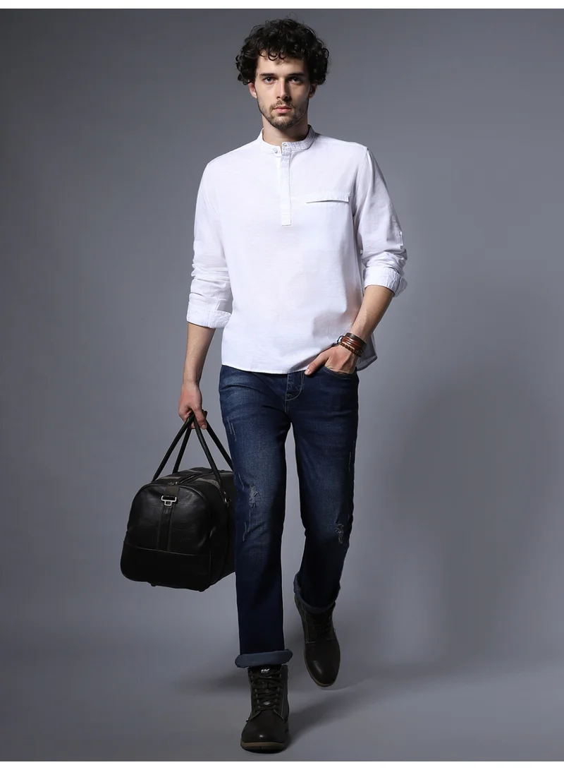 هاي ستار White Regular Fit Cotton Casual Shirt for Men