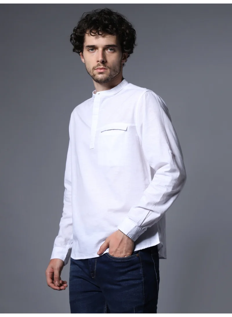 HIGH STAR White Regular Fit Cotton Casual Shirt for Men