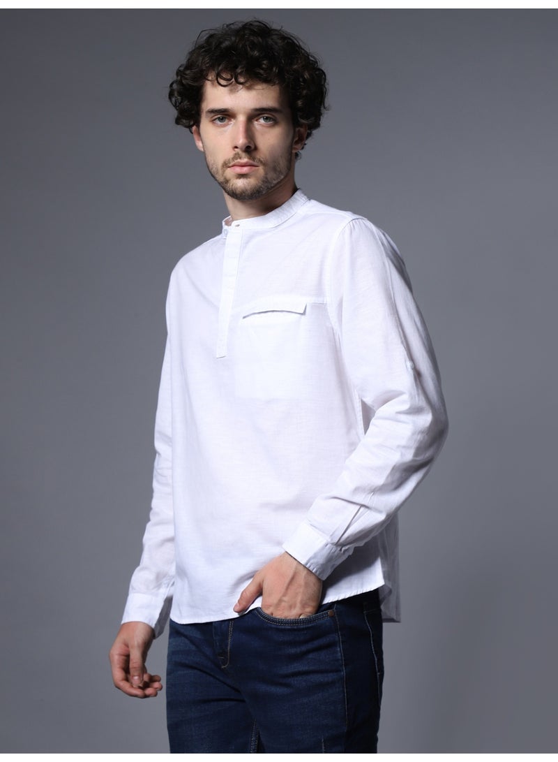 HIGH STAR White Regular Fit Cotton Casual Shirt for Men - Image 3