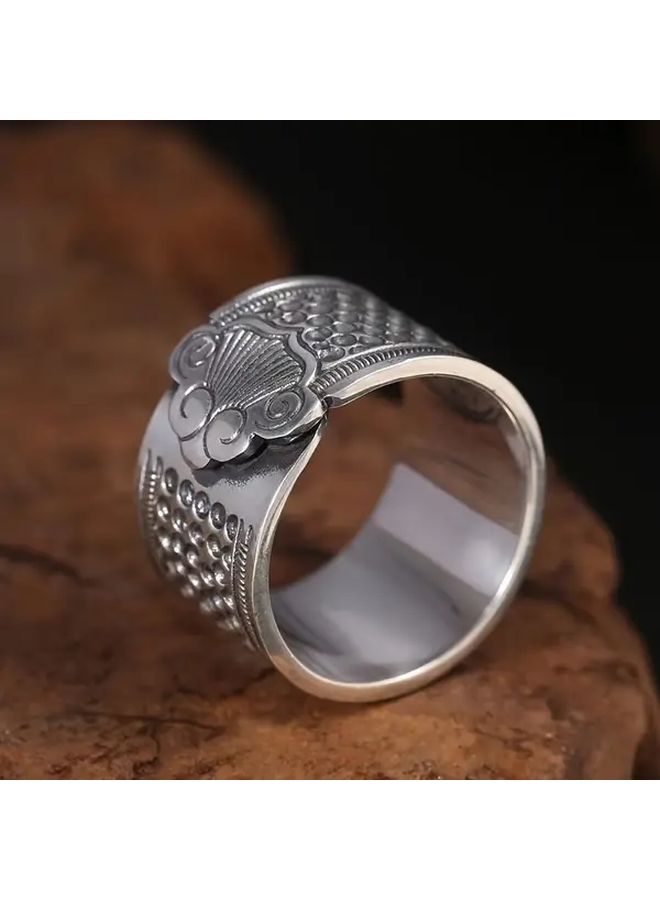 Silvery Grey Stainless Steel Thimble Ring Anti Tie Sewing Tool Hand Protector for Quilters - Image 2