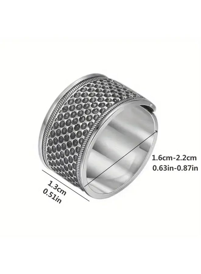 Silvery Grey Stainless Steel Thimble Ring Anti Tie Sewing Tool Hand Protector for Quilters - Image 3