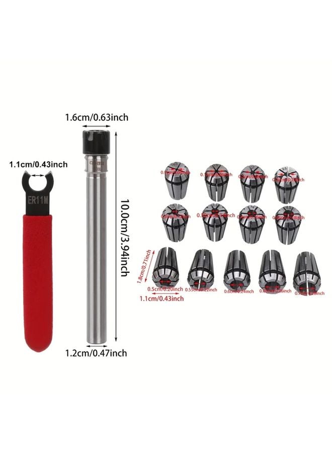 15pcs Steel CNC Straight Handle Collet Wrench Set Silvery Black - Image 4