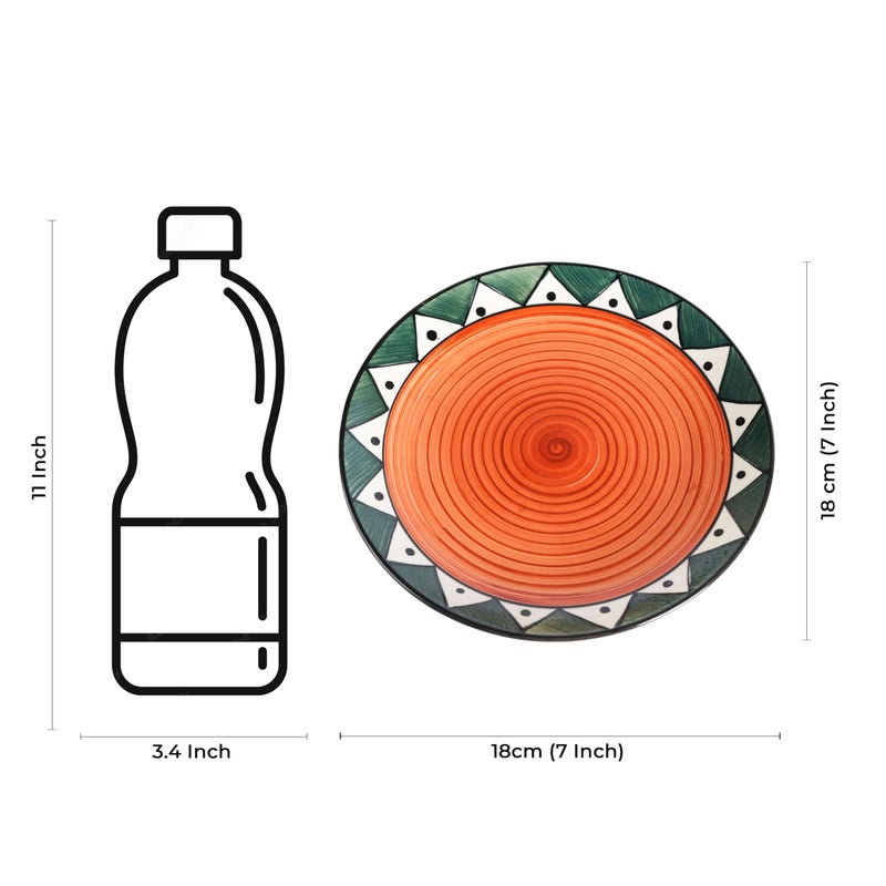 Caffeine Ceramic Handmade Green soorya Quarter Plates 7" (Set of 4) - Image 4